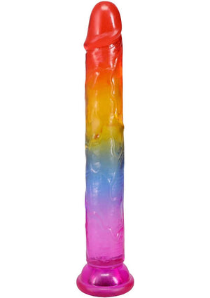 Crystal Jellies Dildo - Multicolor/Rainbow - 7in