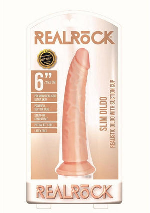 Realrock Slim Realistic Dildo with Suction Cup - Vanilla - 6in