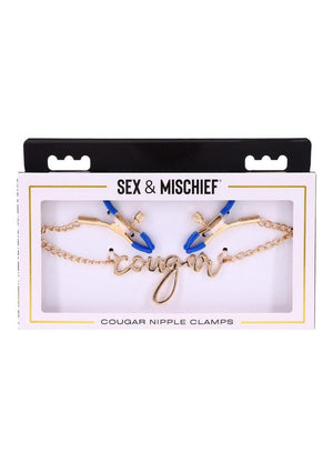 Sex and Mischief Cougar Nipple Clamps - Blue/Gold/Navy