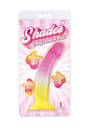 Shades Smoothie Dildo with Suction Cup - Yellow - 8.25in