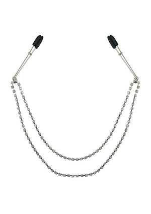 Sincerely Bling Nipple Clips - Black/Metal/Silver - 20in