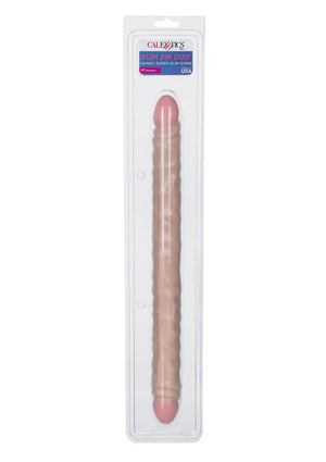 Slim Jim Duo Veined Super Slim Double Dildo - Vanilla - 17in