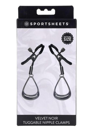 Velvet Noir Tuggable Nipple Clamps - Black