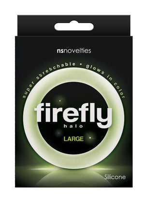 Firefly Halo Large Silicone Cock Ring - Clear/Glow In The Dark - Large