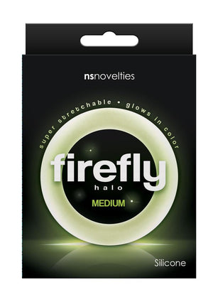 Firefly Halo Medium Silicone Cock Ring - Clear/Glow In The Dark - Medium