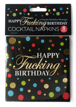 Happy F'n Birthday Napkins - Multicolor - 8 Per Pack
