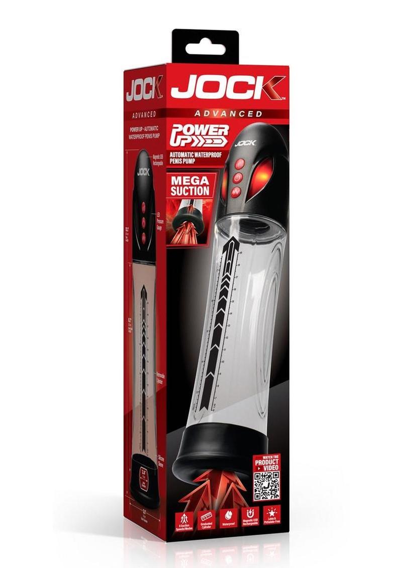 Jock Power Up Automatic Waterproof Rechargeable Penis Pump - Black