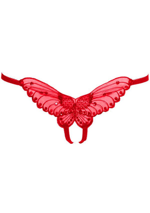 Leg Avenue Butterfly Crotchless with Pearl Sequin Detail - Red - One Size - 12 Pack