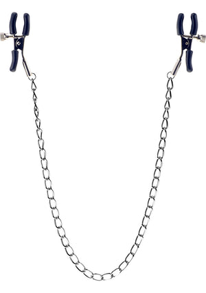 ME YOU US Squeeze and Please Adjustable Nipple Clamps with Chain - Metal/Silver