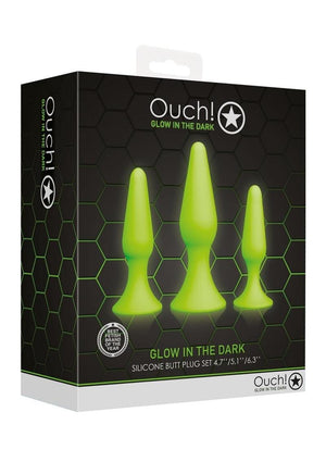 Ouch! Butt Plug - Glow In The Dark/Green - Set