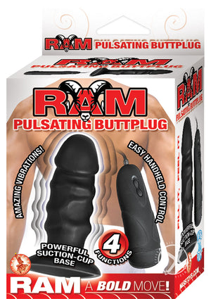 Ram Pulsating Butt Plug Vibrating - Black - 4in