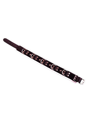Rouge 5 D Ring Leather Collar - Black/White