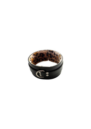 Rouge Leather Collar with Faux Fur Lining - Animal Print/Black/Leopard Print