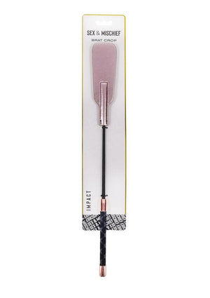 Sex and Mischief Brat Crop - Black/Rose Gold