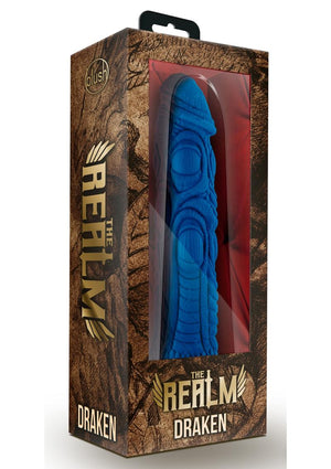 The Realm Draken Lock On Silicone Dildo - Blue - 7.75in