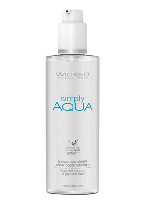 Wicked Simply Aqua Water Based Lubricant with Olive Leaf Extract - 4oz